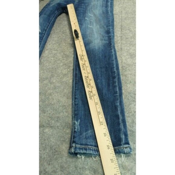 AGOLDE 25 Jeans Skinny Sophie High Rise Crop Distressed Ripped Stretch Blue - Picture 5 of 10